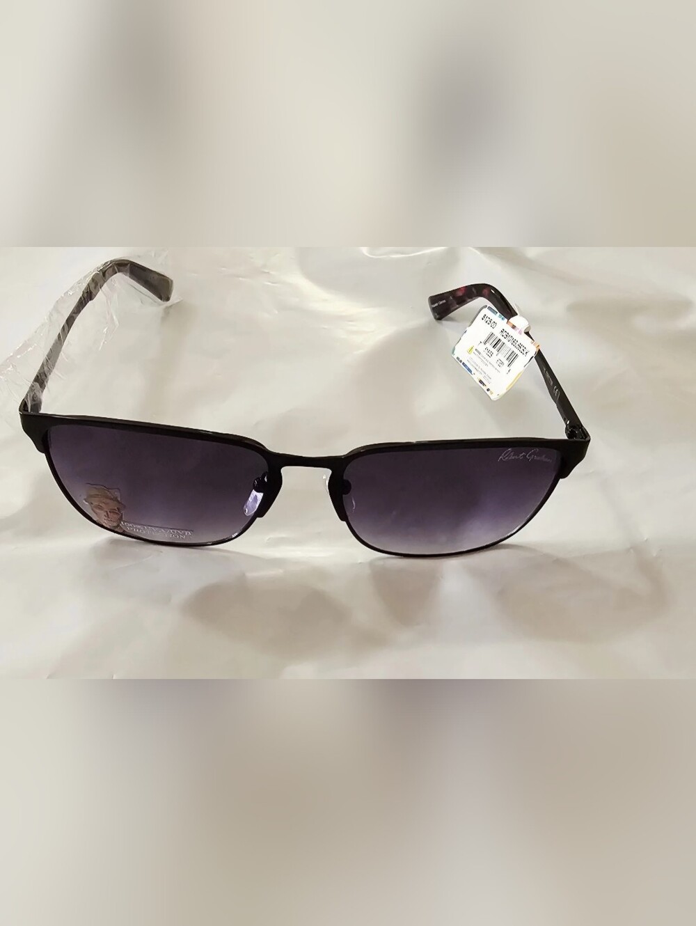 Robert Graham Black Frame Sunglasses with Purple Tint Lenses